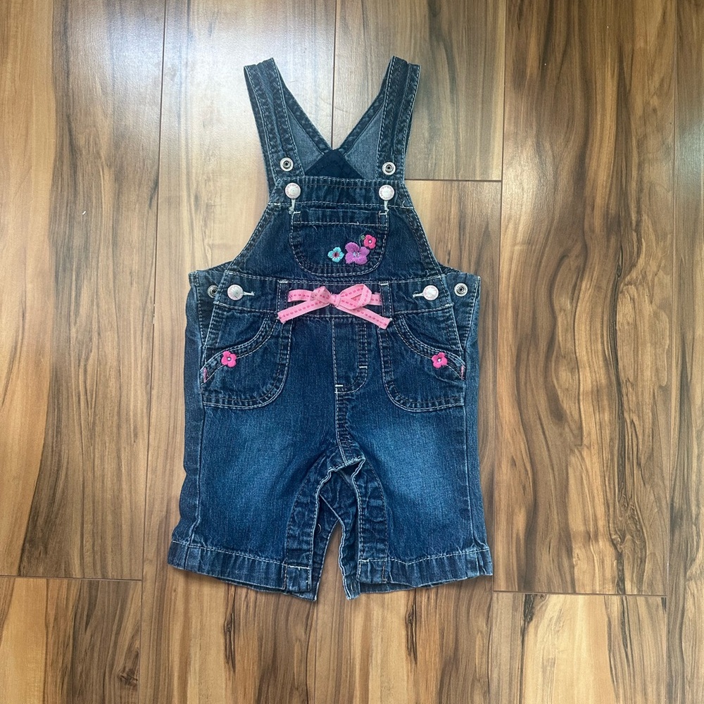 OshKosh B'gosh Denim Overalls with Pink Bow